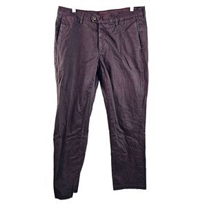 Saks Fifth Avenue Mens Pants 34 Plum Purple Stretch Cotton Chino Italy Slim